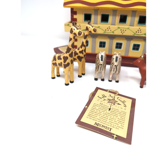 Randy Tate Noah's Ark wooden set 8 animals carvings folk art collection - Picture 2 of 15